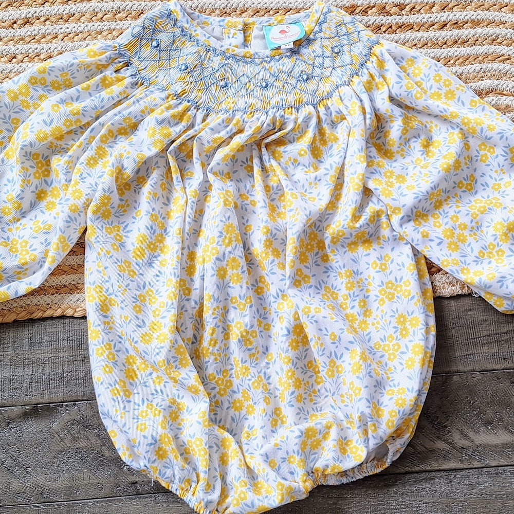 Floral Yellow and White Kids One Piece